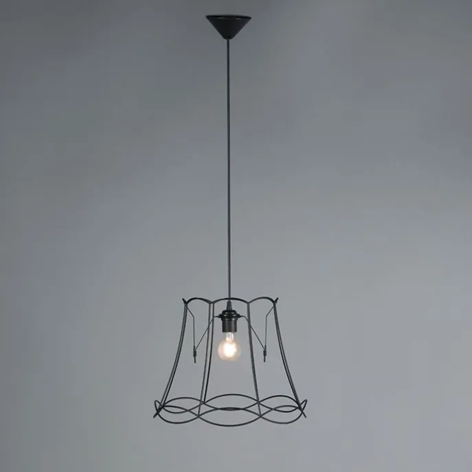 Retro Hängelampe schwarz 40 cm - Granny Frame