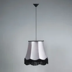 Retro Hängelampe schwarz mit grau 45 cm - Granny