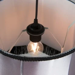 Retro Hängelampe schwarz mit grau 45 cm - Granny