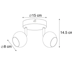 Retro Rundstrahler Messing mit Deckenplatte 2-flammig - Gissi