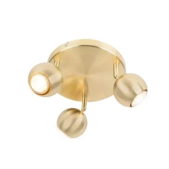 Retro Rundstrahler Messing mit Deckenplatte 3 Leuchten - Gissi