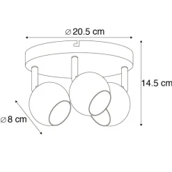 Retro Rundstrahler Messing mit Deckenplatte 3 Leuchten - Gissi