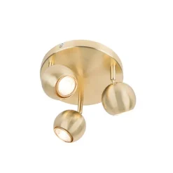 Retro Rundstrahler Messing mit Deckenplatte 3 Leuchten - Gissi