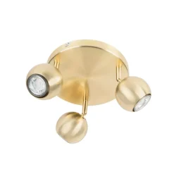 Retro Rundstrahler Messing mit Deckenplatte 3 Leuchten - Gissi