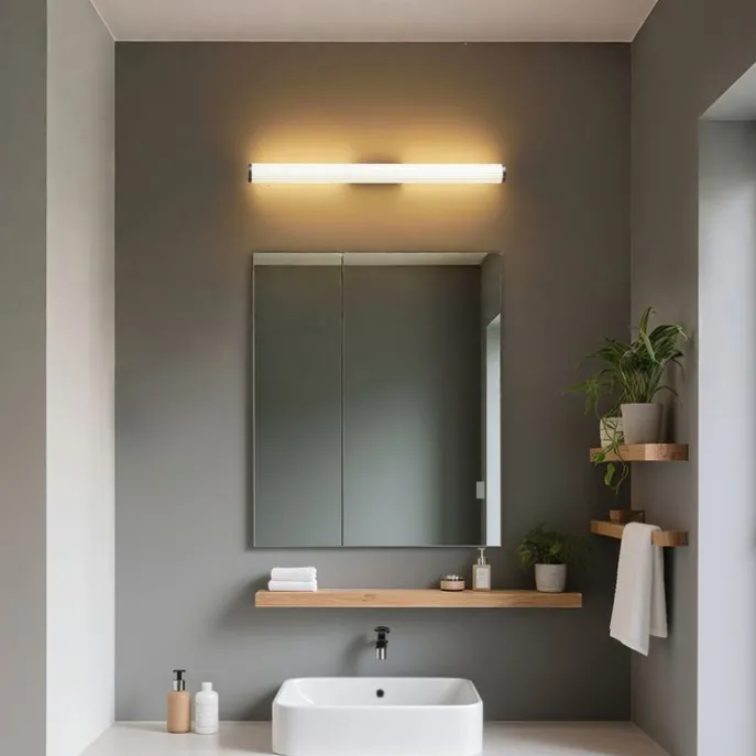 Retro Wandleuchte Gunmetal 80,4 cm inkl. LED IP44 - Coco