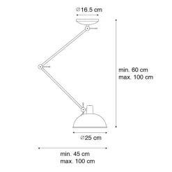 Retro-Deckenleuchte schwarz mit Bronze - Milou