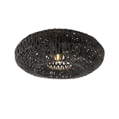 Retro-Deckenleuchte schwarz Seil 50cm - Lina