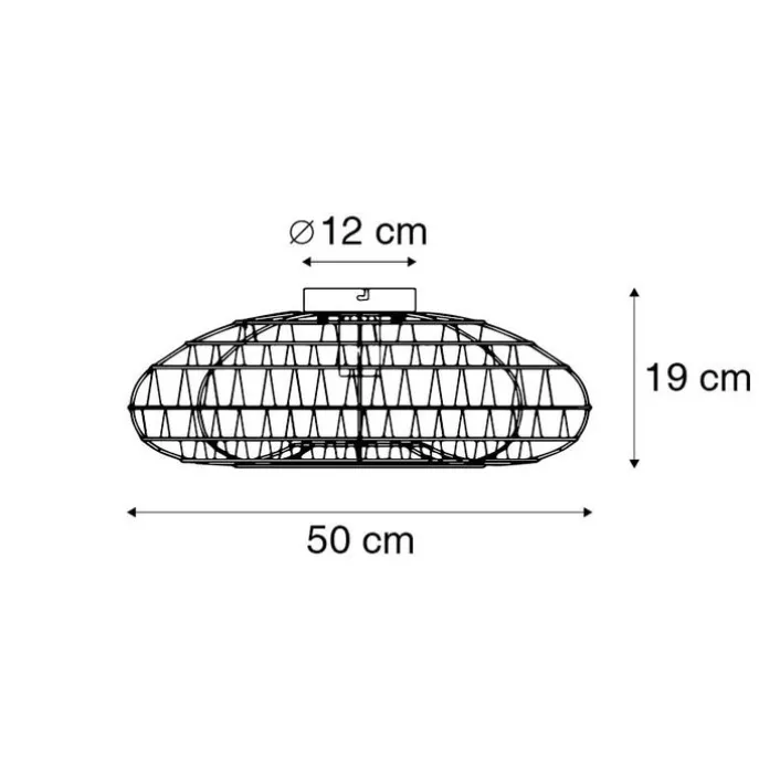 Retro-Deckenleuchte schwarz Seil 50cm - Lina