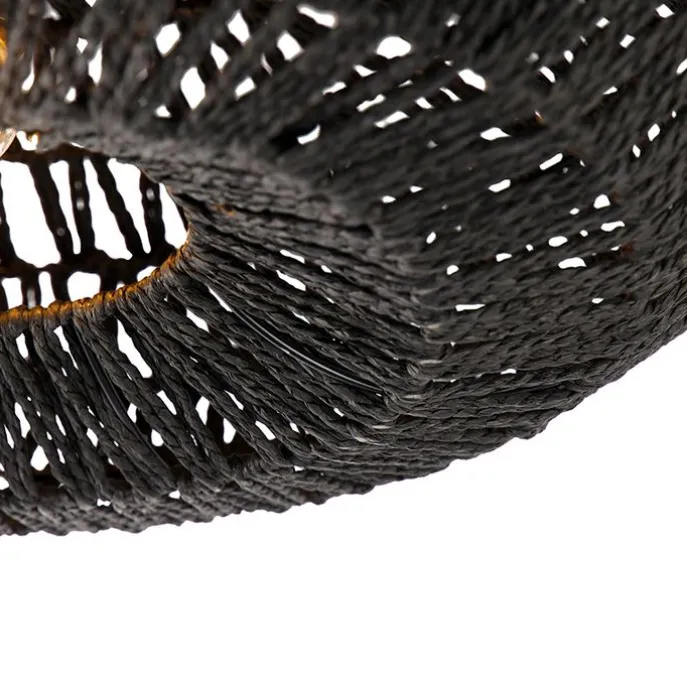Retro-Deckenleuchte schwarz Seil 50cm - Lina