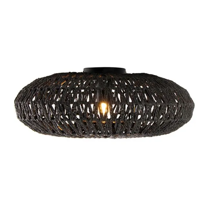 Retro-Deckenleuchte schwarz Seil 50cm - Lina