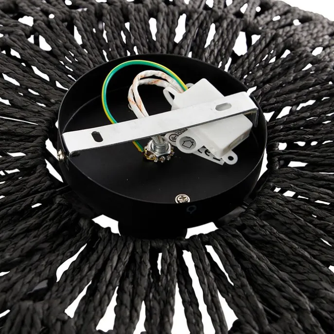 Retro-Deckenleuchte schwarz Seil 50cm - Lina