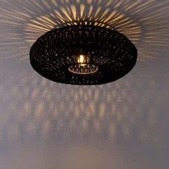 Retro-Deckenleuchte schwarz Seil 50cm - Lina