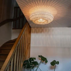 Retro-Deckenleuchte weiß Seil rund - Lina