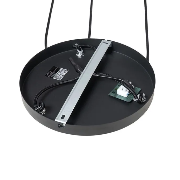 Retro-Hängelampe schwarz mit Rattan 3-flammig rund - Akira