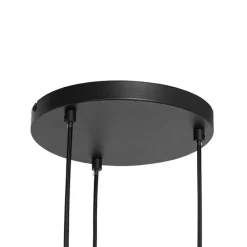 Retro-Hängelampe schwarz mit Rattan 3-flammig rund - Akira