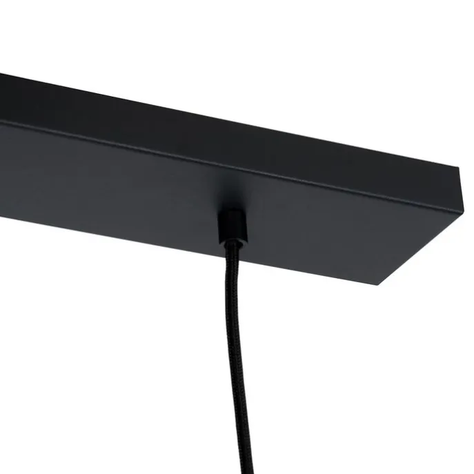 Retro-Hängelampe schwarz mit klarem Glas, länglich, 3-flammig – Eclipse