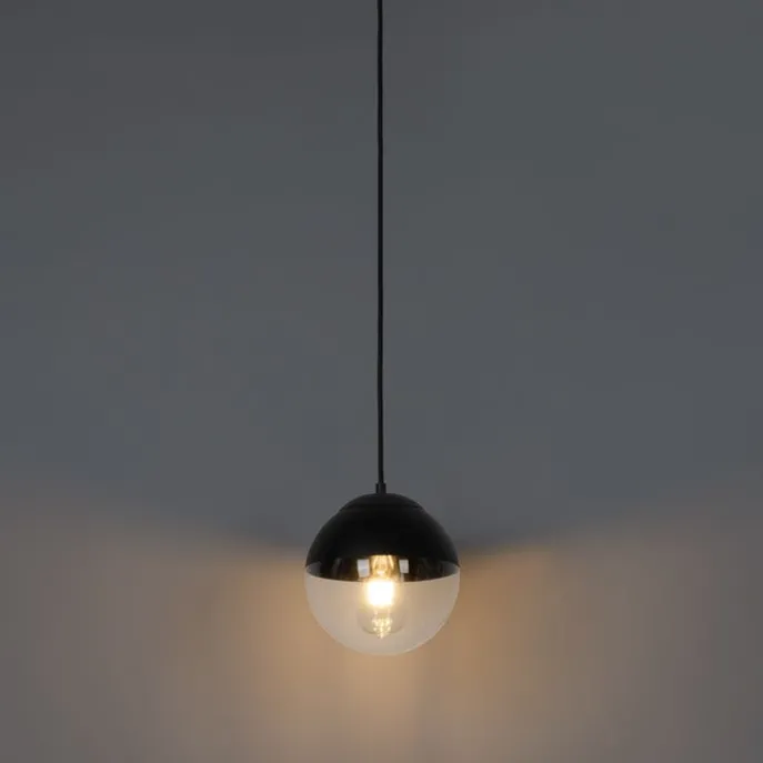 Retro-Hängelampe schwarz mit klarem Glas 20 cm - Eclipse