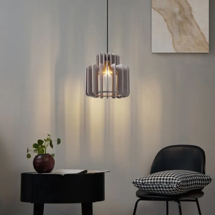 Retro-Hängelampe schwarz mit taupefarbenem Schirm - Felt