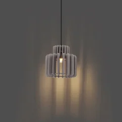 Retro-Hängelampe schwarz mit taupefarbenem Schirm - Felt