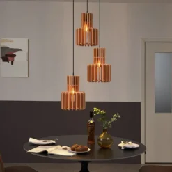 Retro-Hängelampe schwarz mit Orange 3-flammig - Felt