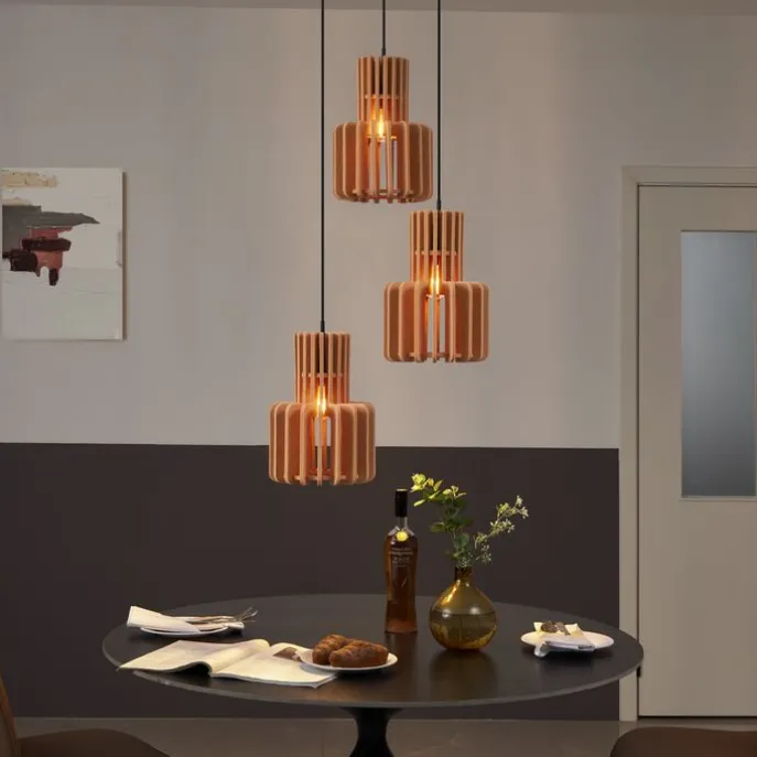 Retro-Hängelampe schwarz mit Orange 3-flammig - Felt