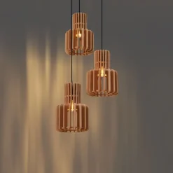 Retro-Hängelampe schwarz mit Orange 3-flammig - Felt