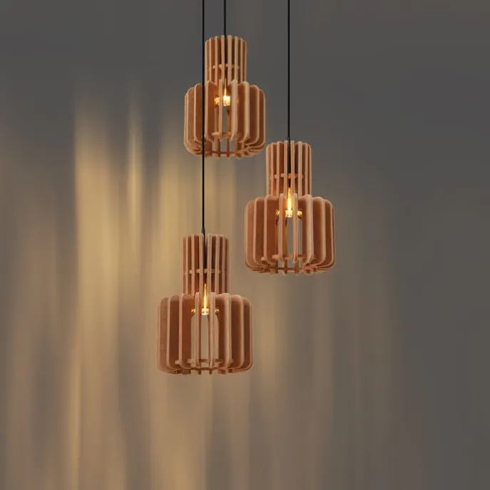 Retro-Hängelampe schwarz mit Orange 3-flammig - Felt