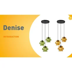 Retro-Hängelampe schwarz mit grünem Glas 3-flammig - Denise