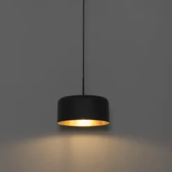 Retro-Hängelampe schwarz mit goldenem Innenleben – Jinte