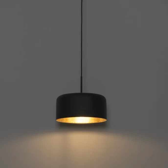 Retro-Hängelampe schwarz mit goldenem Innenleben – Jinte