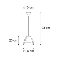 Retro-Hängelampe weiß 35 cm - Plisse