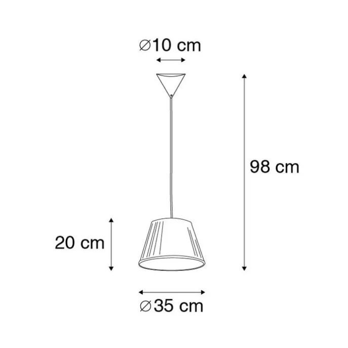 Retro-Hängelampe weiß 35 cm - Plisse