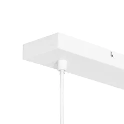 Retro-Hängelampe weiß mit Rattan 3-flammig länglich - Akira