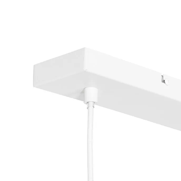 Retro-Hängelampe weiß mit Rattan 3-flammig länglich - Akira