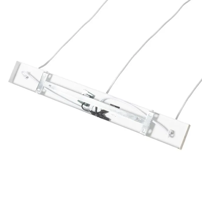 Retro-Hängelampe weiß mit Rattan 3-flammig länglich - Akira