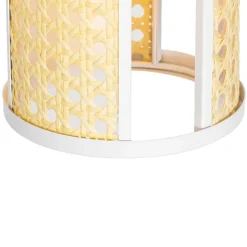 Retro-Hängelampe weiß mit Rattan 3-flammig rund - Akira