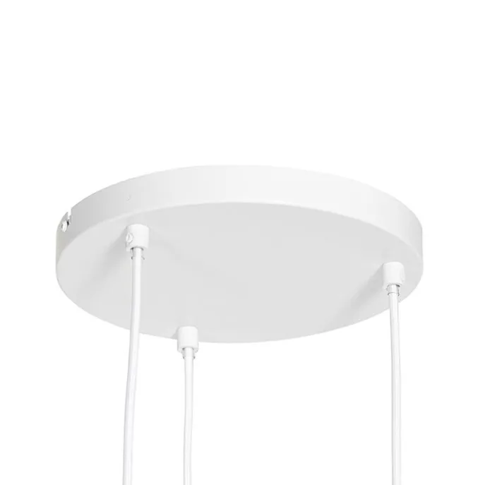 Retro-Hängelampe weiß mit Rattan 3-flammig rund - Akira