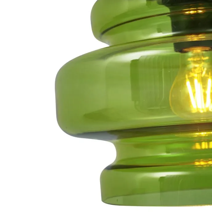 Retro-Hängeleuchte schwarz mit grünem Glas - Denise