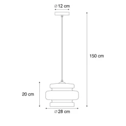 Retro-Hängeleuchte schwarz mit orangefarbenem Glas - Denise