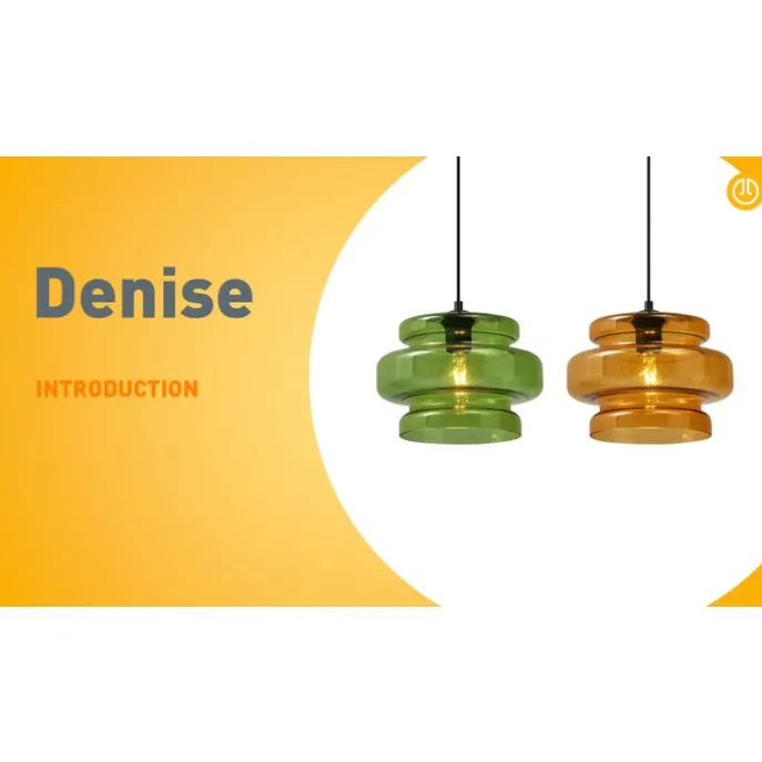 Retro-Hängeleuchte schwarz mit orangefarbenem Glas - Denise