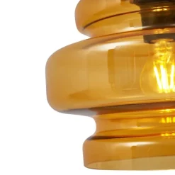 Retro-Hängeleuchte schwarz mit orangefarbenem Glas - Denise