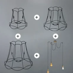 Retro-Hängeleuchte schwarz 3-flammig - Granny Frame