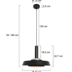 Retro-Pendelleuchte Schwarz und Gold mit Glas-Innenleben - Flinter