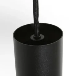 Retro-Pendelleuchte Schwarz und Gold mit Glas-Innenleben - Flinter