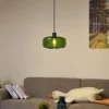 Retro-Pendelleuchte Schwarz mit Grünglas - Bizle