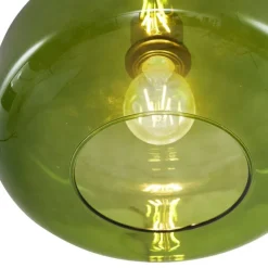 Retro-Pendelleuchte Schwarz mit Grünglas - Bizle