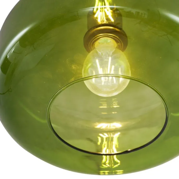 Retro-Pendelleuchte Schwarz mit Grünglas - Bizle