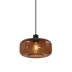 Retro-Pendelleuchte schwarz mit Bronzeglas - Bizle