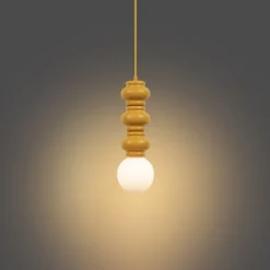 Retro-Pendelleuchte Senfgelb mit mattiertem Glas - Fedde