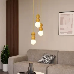 Retro-Pendelleuchte Senfgelb mit mattiertem Glas 3-flammig - Fedde